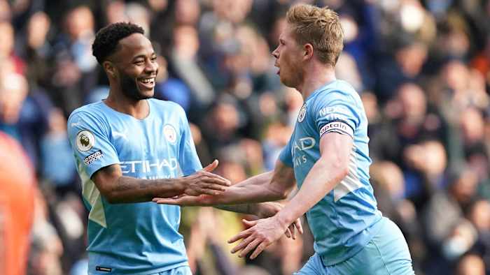 Man City's Raheem Stering and Kevin de Bruyne